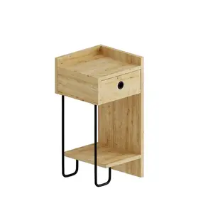 Jan Versatile Modern Bedside Table with Drawer and Open Shelf Oak / Right Orientation