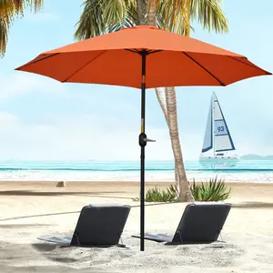 Outsunny 2.6M Patio Umbrella Outdoor Sunshade Canopy w/ Tilt and Crank Orange