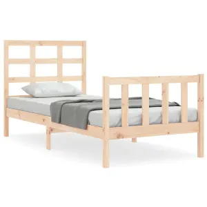 Berkfield Bed Frame with Headboard Small Single Solid Wood