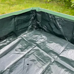 Metal Raised Vegetable Bed in Green (100cm x 30cm) with Liner