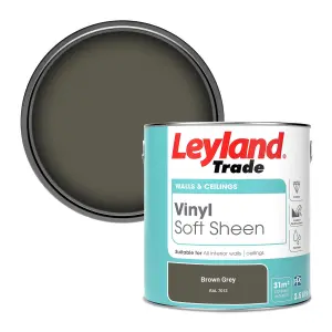 Leyland Trade Vinyl Soft Sheen Walls & Ceilings Emulsion Paint Brown Grey (RAL 7013) - 2.5L