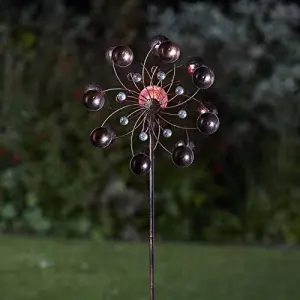 Decorative Solar Powered Light Up Garden Wind Spinners With Colour Changing LED Lights