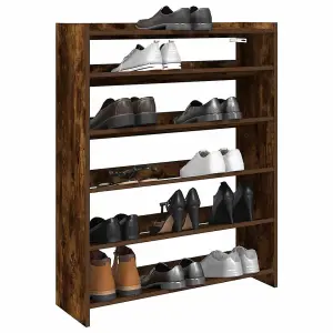 Berkfield Shoe Rack Smoked Oak 80x25x100 cm Engineered Wood