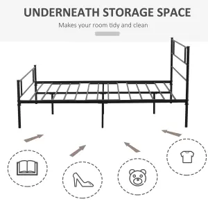 HOMCOM King Metal Bed Frame w/ Headboard and Footboard, Underbed Storage Space