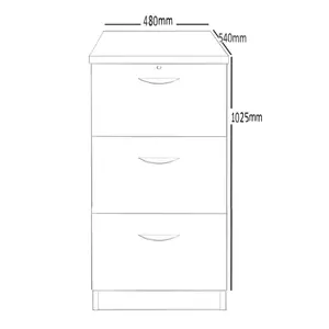 Effie 48cm Wide 3 -Drawer File Cabinet White