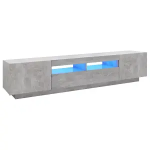 Berkfield TV Cabinet with LED Lights Concrete Grey 200x35x40 cm