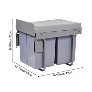 40L Integrated Pull Out Kitchen Waste Bin Under Counter Trash Can