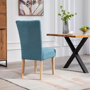 Set of 2 Pienza Fabric Dining Chairs - Teal