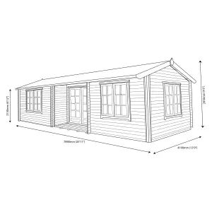 Shire Elveden & 3 windows Apex Wooden Cabin with Felt tile roof - Assembly service included