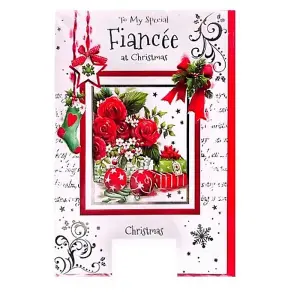 Simon Elvin To My Special Fiancee Christmas Greetings Card (Pack of 12) White/Red/Green (One Size)