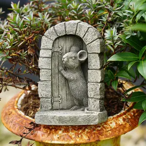 Mouse Door Stone Statue Outdoor Garden Ornament British Made