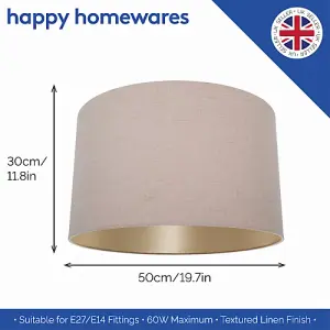 Modern Designer Taupe Textured Linen Lampshade with Inner Champagne Satin Fabric