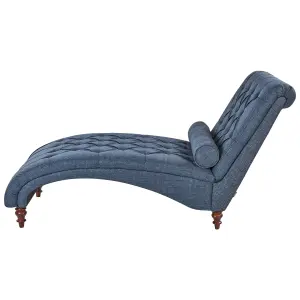 Fabric Chaise Lounge Blue MURET