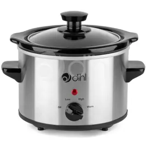 Dihl Slow Cooker 1.5L Removable Ceramic Pot Bowl Glass Lid Stainless Steel