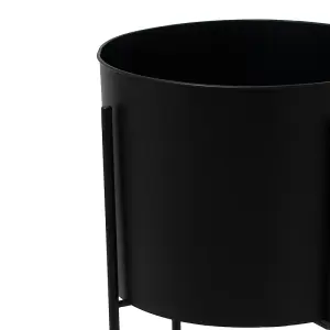 Large Planter on Frame - Metal - L40 x W40 x H60 cm - Matt Black