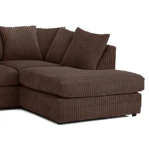 Luxor Jumbo Cord 4 Seater Corner sofa Chocolate Right Hand Facing