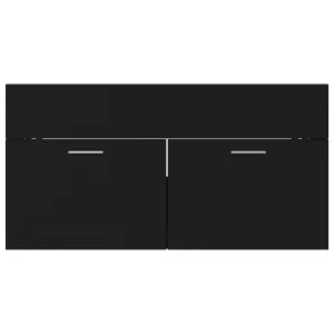 Berkfield Sink Cabinet with Built-in Basin Black Engineered Wood