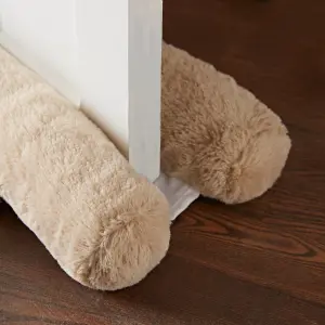 Catherine Lansfield Faux Fur Door Draught Excluder Natural