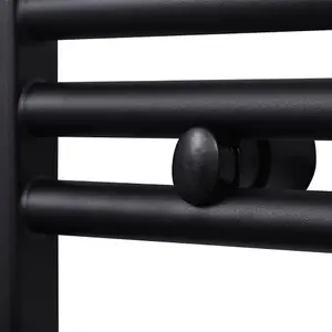 Black Bathroom Central Heating Towel Rail Radiator Straight 480x480mm