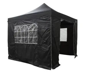 All Seasons Gazebos 3x3 Full Waterproof Pop Up Gazebo with 4 Lightweight Side Panels and Accessories Black