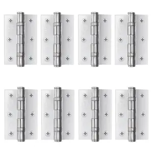 AFIT Polished Chrome Door Hinges - 3 Inch / 76mm  Internal Fire Door Hinges - 4 Pairs