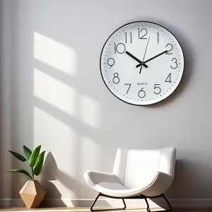 12 Inch Minimalist Wall Clock with Arabic Numerals White