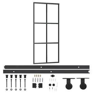 Berkfield Sliding Door with Hardware Set ESG Glass&Aluminium 90x205 cm