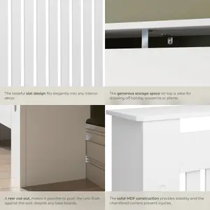 Radiator Cover Vila - with shelf, louvre design, optimal air circulation - white