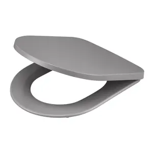 GoodHome Tanaro Grey D-shaped Soft close Toilet seat