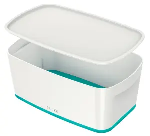 Leitz MyBox Wow White Ice Blue 4-Pack Small Storage Box with Lid 5 Litre