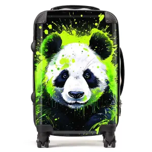 Green Splashart Panda Face Suitcase - Cabin