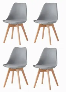 Millhouse Set of 4 Dining Chair Solid Wood Legs with Cushioned Pad for Lounge Office Dining Kitchen Grey M801302