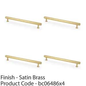 4 PACK - Industrial Hex T Bar Pull Handle - Satin Brass 224mm Centres Kitchen Cabinet