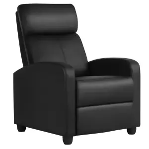 Yaheetech Black PU Leather Recliner Chair with Pocket