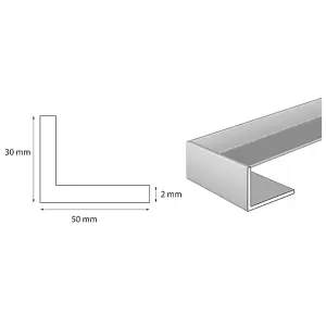 nielsen Aluminium L-Shaped Angle Profile, Matt Anodized, 2000x50x30mm, Thickness: 2mm, Length: 2m