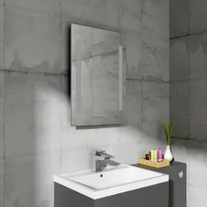 Rinse Bathrooms Illuminated LED Bathroom Mirror 700 x 500mm with Demister IP44