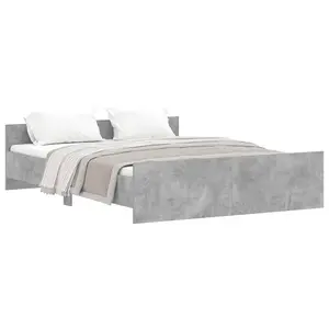 Berkfield Bed Frame with Headboard and Footboard Concrete Grey 140x200 cm