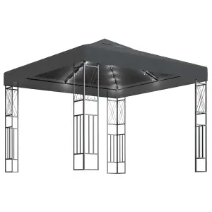 Berkfield Gazebo with LED String Lights 3x3 m Anthracite Fabric