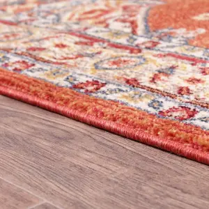 Terracotta Traditional Bordered Floral Persian Rug for Dining Room-80cm X 150cm