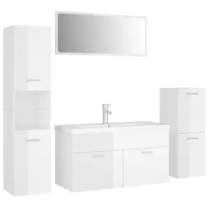 Berkfield Bathroom Furniture Set High Gloss White Engineered Wood