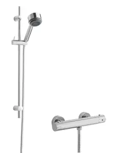 Minimalist Round Bar Valve & Linear Slide Rail Kit Shower Set - Chrome - Balterley