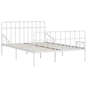 Berkfield Bed Frame with Slatted Base White Metal 140x200 cm