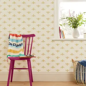 Joules Yellow Bee Smooth Wallpaper