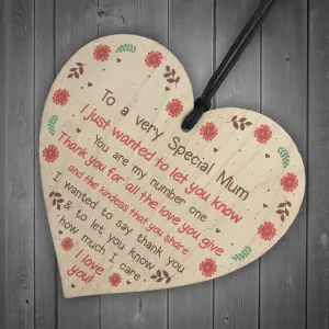 Red Ocean Handmade Wooden Heart Gift For Mum From Daughter Or Son Keepsake Gift