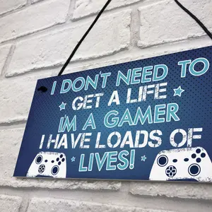 Red Ocean Blue Gaming Sign Boys Bedroom Sign Novelty Birthday Gift For Gamer Brother Son