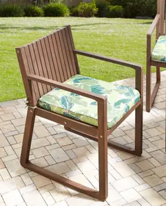 Set of 8 Garden Chairs with Cushions SASSARI Acacia Wood Light Green