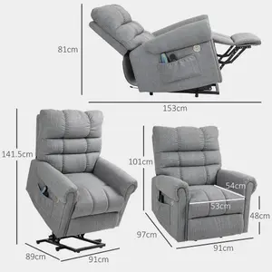 HOMCOM Power Lift Recliner Chair for Elderly with Massage and Heat Grey