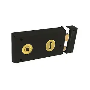 Charles Watson Double Handed Rim Lock Sash Lock Black 140mm Shed Gate Door Lock