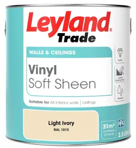 Leyland Trade Vinyl Soft Sheen Walls & Ceilings Emulsion Paint Light Ivory (RAL 1015) - 2.5L