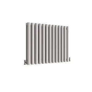 Horizontal White Double Oval Panel Radiator (H)600mm x (W)767mm, 5064 BTU.